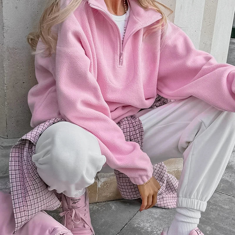 Soft Lambswool Hoodie – Pink Zip Pullover