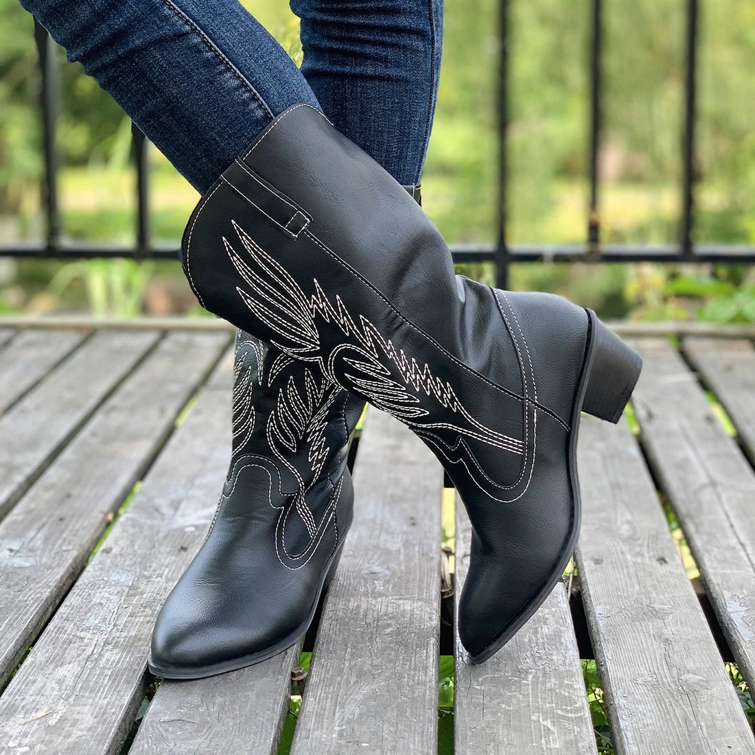Wildflower Embroidered Leather Boots
