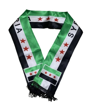 Syrian Pride Custom Scarf (135 cm) & Small Flag Set