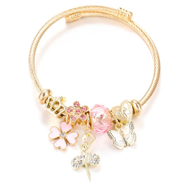 Golden Grace Ballet Charm Bracelet
