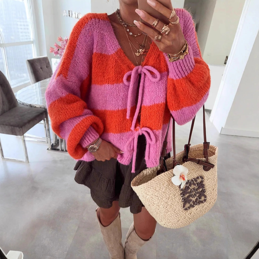 Classic Charm V-Neck Knit Cardigan