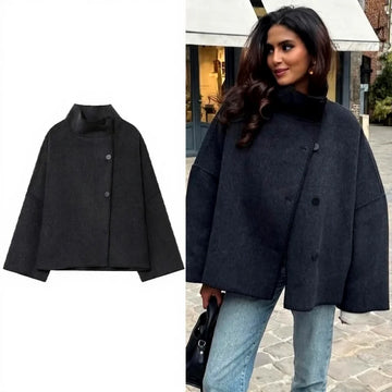 Vintage Grace High-Neck Wool-Look Coat