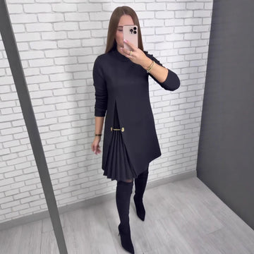 Noir Pleated Hem Midi Dress