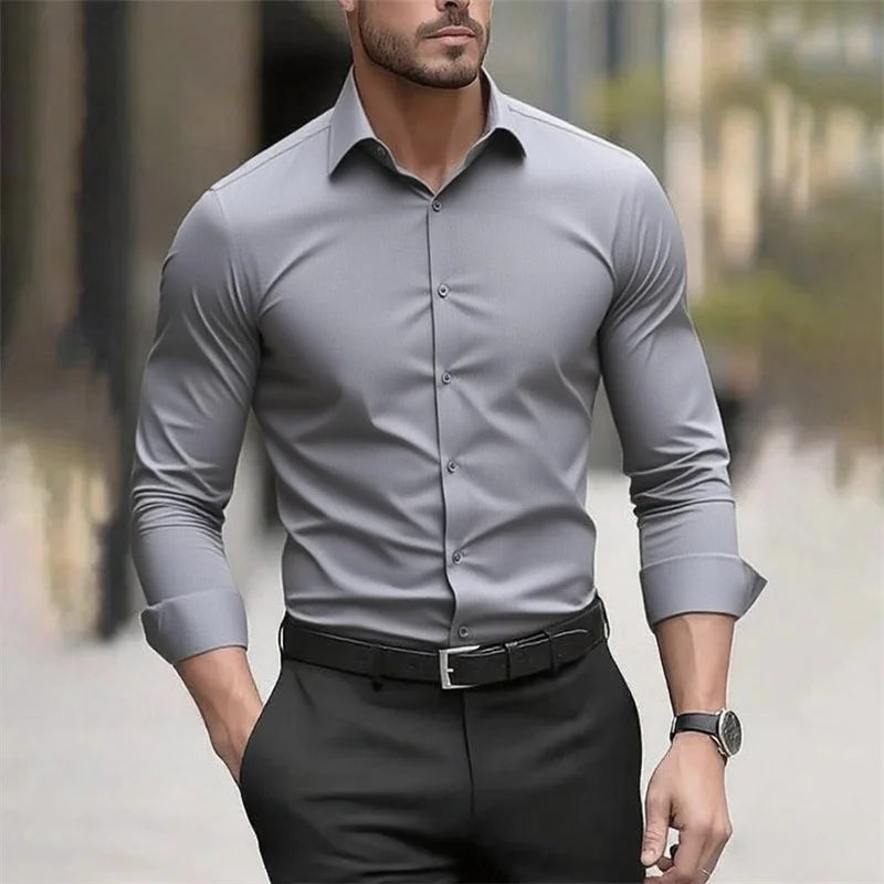 Men’s Long-Sleeve Formal Stretch Shirt