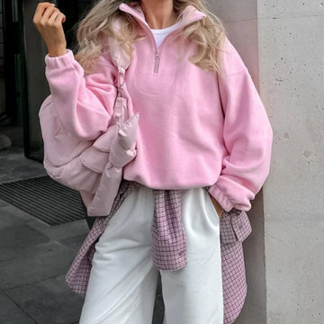 Soft Lambswool Hoodie – Pink Zip Pullover