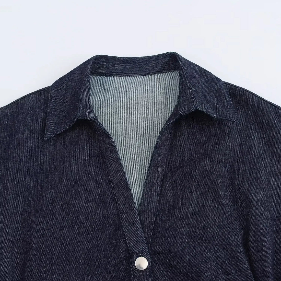 Classic Lapel Slim Denim Midi