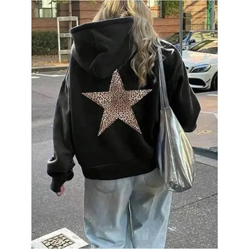 Street Style Leopard Print Hooded Sweatshirt