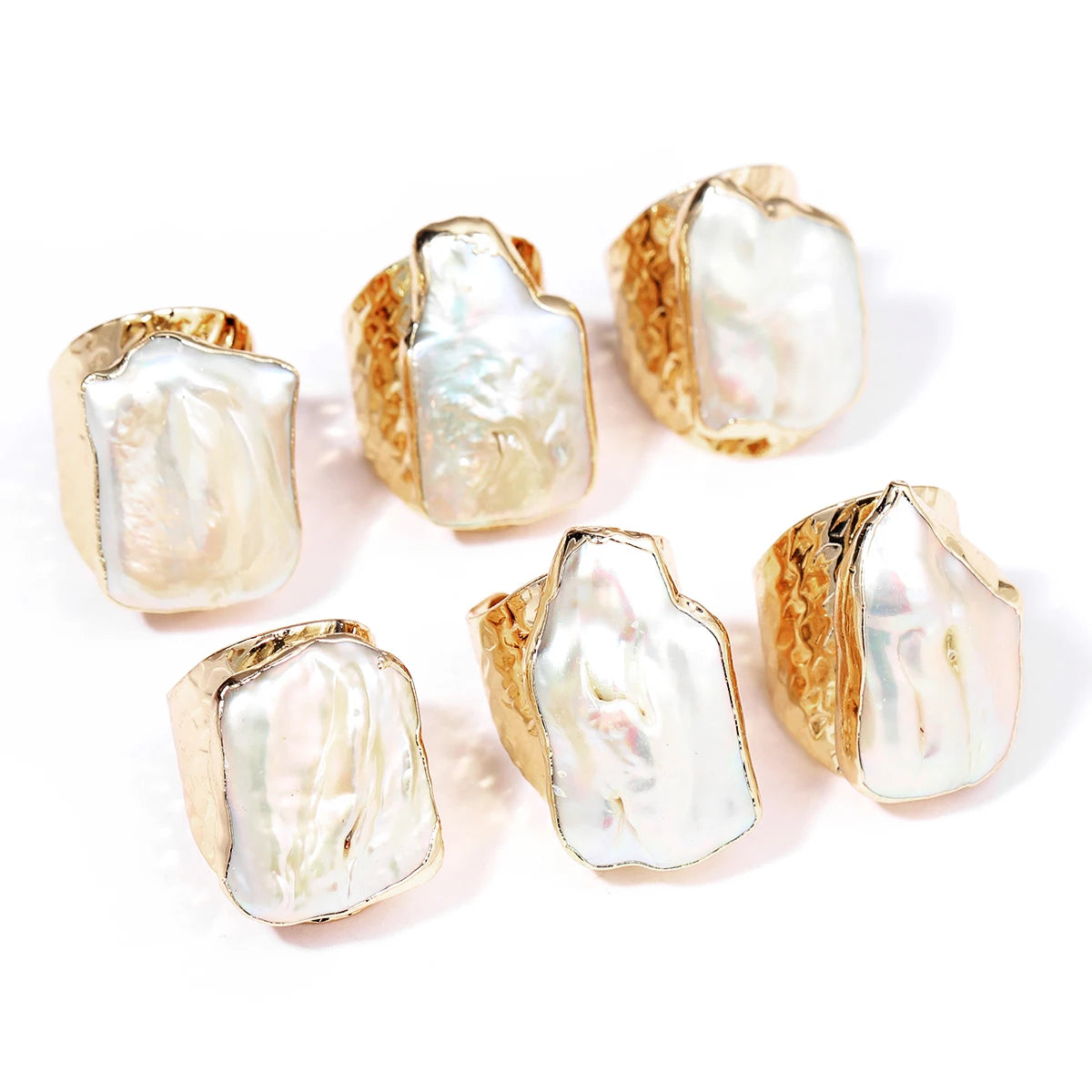 Baroque Gold Color Rings Set