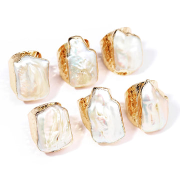 Baroque Gold Color Rings Set