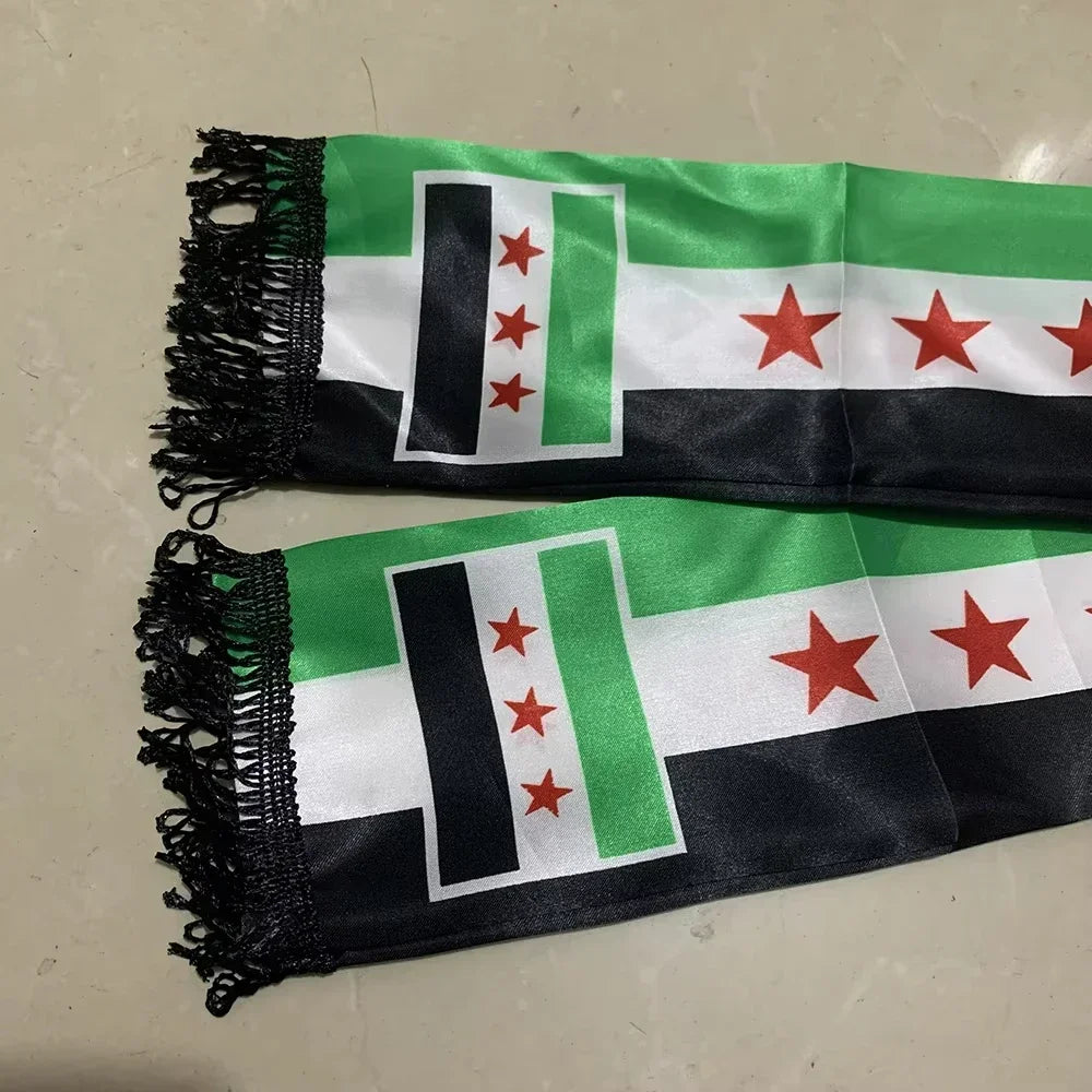 Syrian Pride Custom Scarf (135 cm) & Small Flag Set